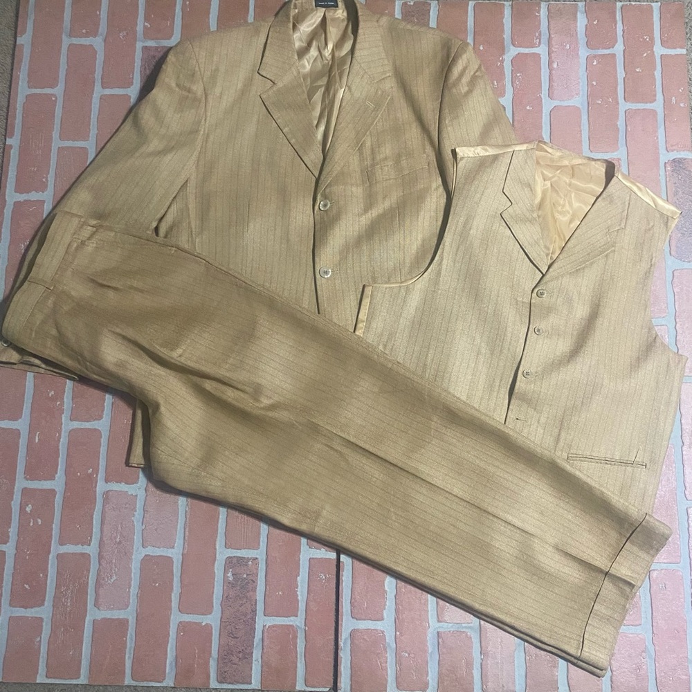 Three piece pinstripe suit